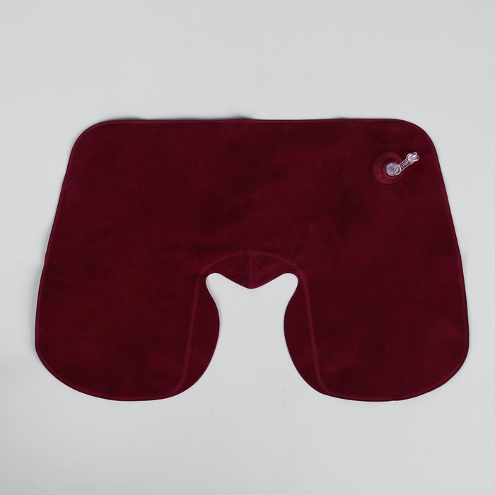 Подушка для шеи дорожная, надувная, 38 х 24см, цвет бордовый 