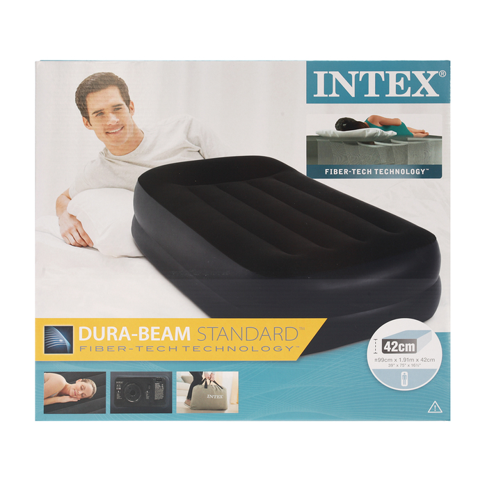 Кровать надувная Twin, с подголовником, 99x191x42 см 64122 INTEX 
