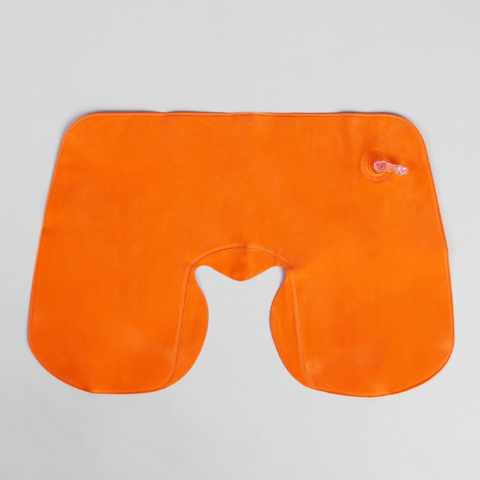 Подушка для шеи дорожная, надувная, 38 х 24см, цвет оранжевый 
