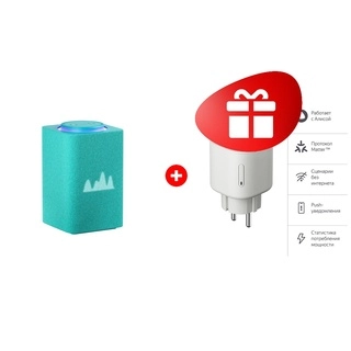 Жиынтық Умная колонка Яндекс Станция Макс с Zigbee Бирюзовый YNDX-00053TRQ + Умная розетка Яндекс Matter (YNDX-00540WHT) 