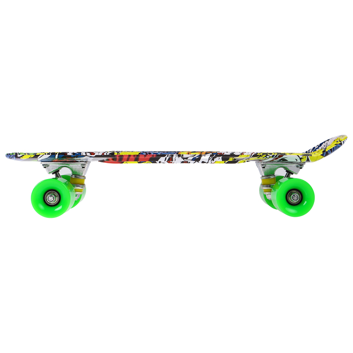 Скейтборд R2206, размер 56х15 см, колёса PU, АBEC 7, алюминиевая рама, цвет граффити 