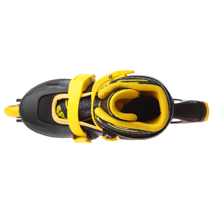 Роликовые коньки раздвижные, колеса PVC 64 мм, пластиковая рама, black/yellow р.30-33 