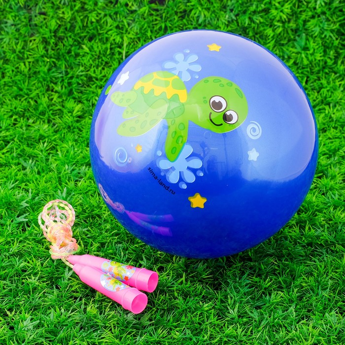 Игровой набор: скакалка, мяч детский "Черепашка", 22 см 