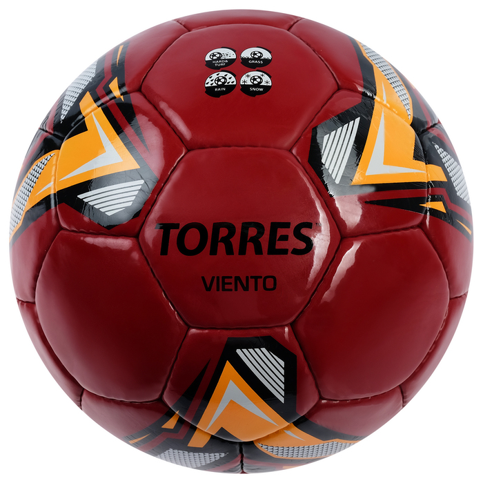 Мяч футбольный TORRES Viento Red, F31995, размер 5, 32 панели, PU, 4 подслоя, ручная сшивка 