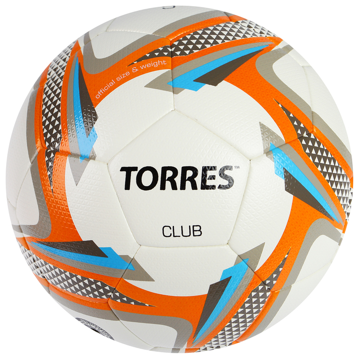Мяч футбольный TORRES Club, F31835, размер 5, 32 панели, PU, ручная сшивка 