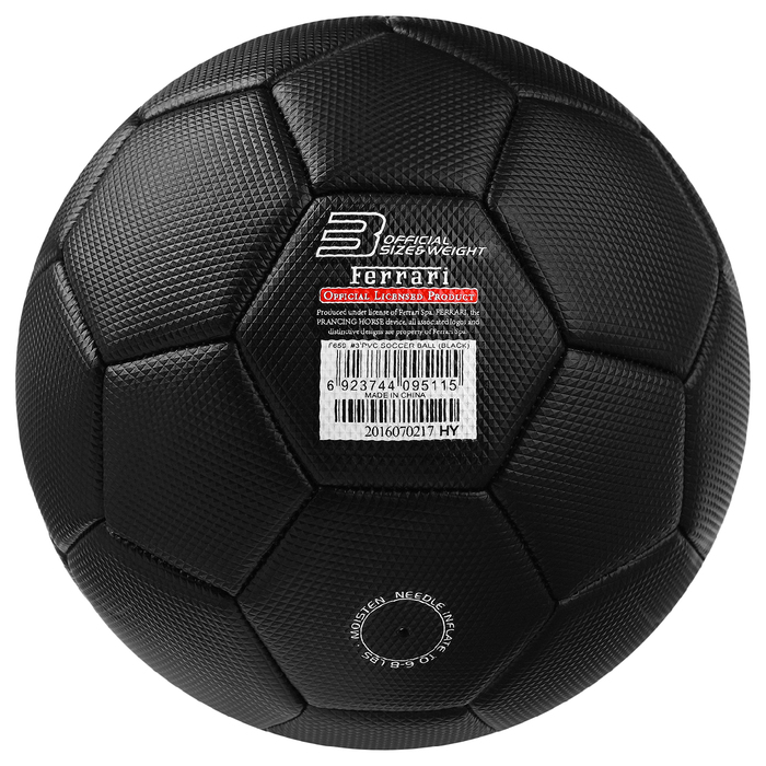 Мяч футбольный FERRARI, размер 3, PVC, цвет чёрный 