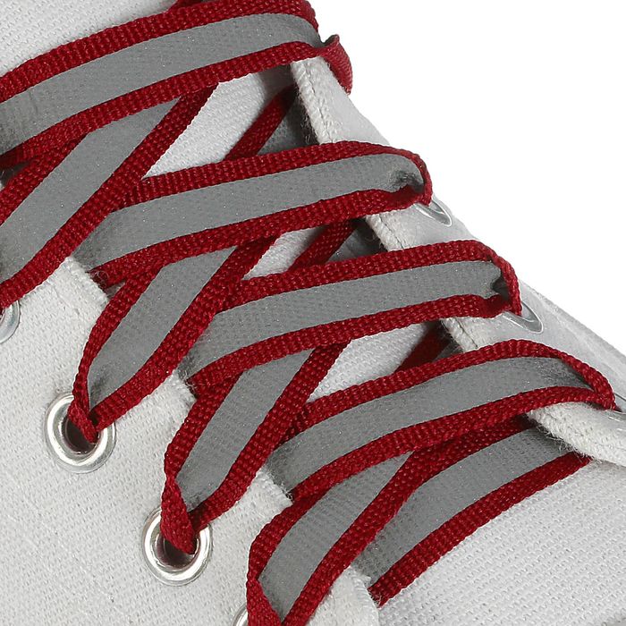 Шнурки для обуви, со светоотражающей полосой, d = 10 мм, 70 см, пара, цвет бордовый 