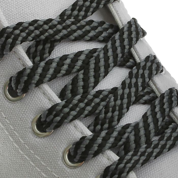 Шнурки для обуви, 8 мм, 80 см, пара, цвет чёрно-серый 