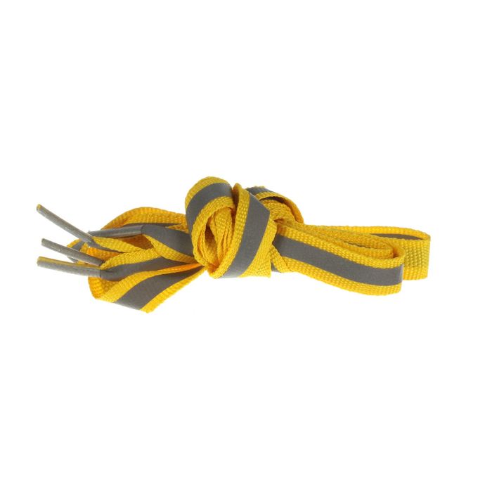 Шнурки для обуви, со светоотражающей полосой, d = 10 мм, 70 см, пара, цвет жёлтый 