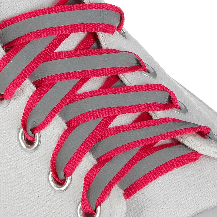 Шнурки для обуви, со светоотражающей полосой, d = 10 мм, 70 см, пара, цвет малиновый 
