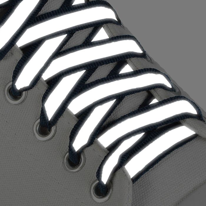 Шнурки для обуви, со светоотражающей полосой, d = 10 мм, 70 см, пара, цвет тёмно-синий 