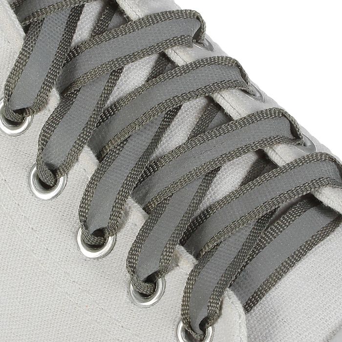 Шнурки для обуви, со светоотражающей полосой, d = 10 мм, 70 см, пара, цвет серый 