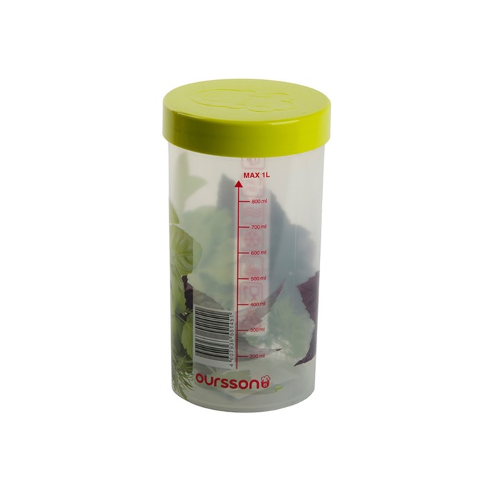 Oursson сақтау ыдысы 1 л, 9,5 × 9,5 × 18 см, жасыл 