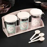 Набор банок для сыпучих продуктов 1 л "Ассорти" на подставке, 3 шт, цвет МИКС 