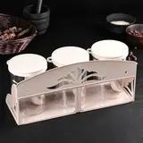 Набор банок для сыпучих продуктов 1 л "Ассорти" на подставке, 3 шт, цвет МИКС  - фото 2