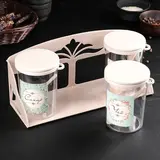 Набор банок для сыпучих продуктов 1 л "Ассорти" на подставке, 3 шт, цвет МИКС  - фото 3