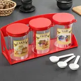 Набор банок для сыпучих продуктов 1 л "Ассорти" на подставке, 3 шт, цвет МИКС  - фото 5