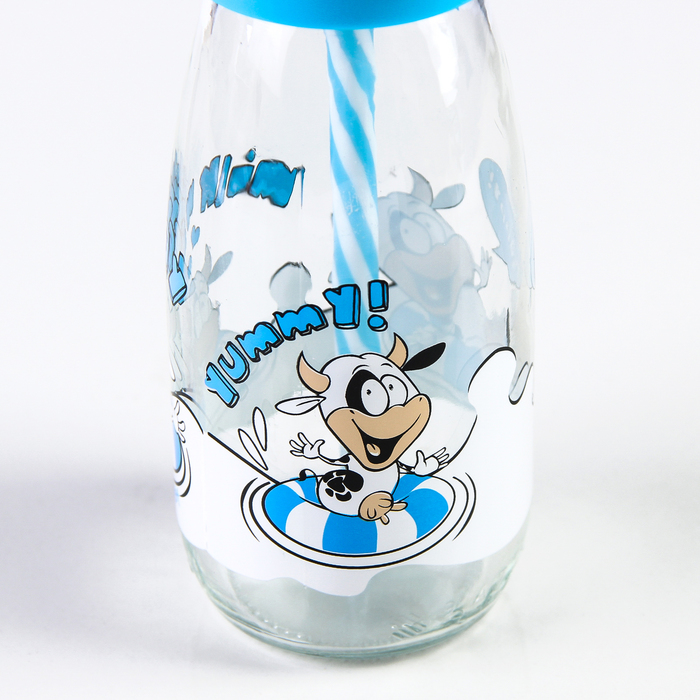 Бутылка 250 мл "Молочный путь", с трубочкой, рисунок и цвета МИКС 
