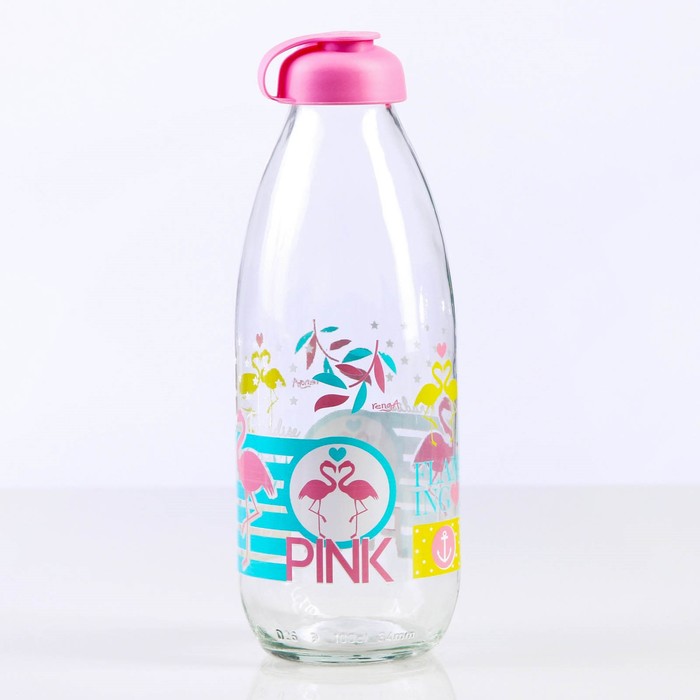 Бутылка 1 л "Фламинго", цвета МИКС 