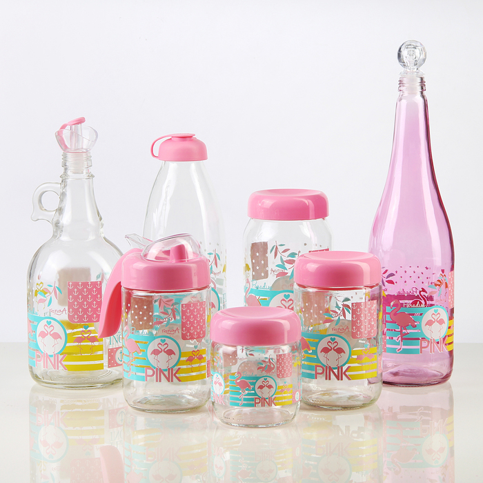 Бутылка 1 л "Фламинго", цвета МИКС 