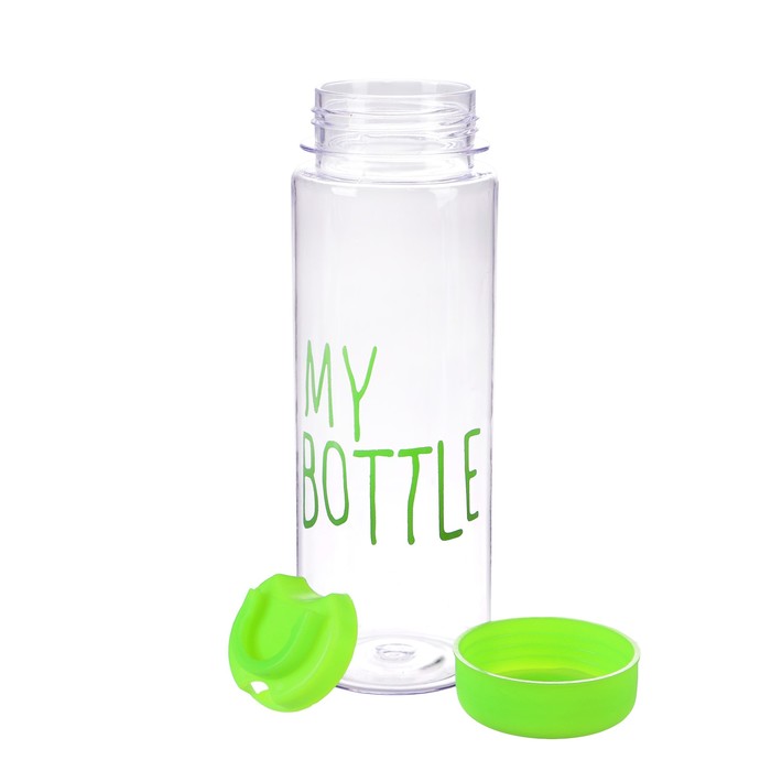 Бутылка для воды "My bottle", 500 мл, в мешке, крышка винтовая, зелёная, 6х6х19 см 
