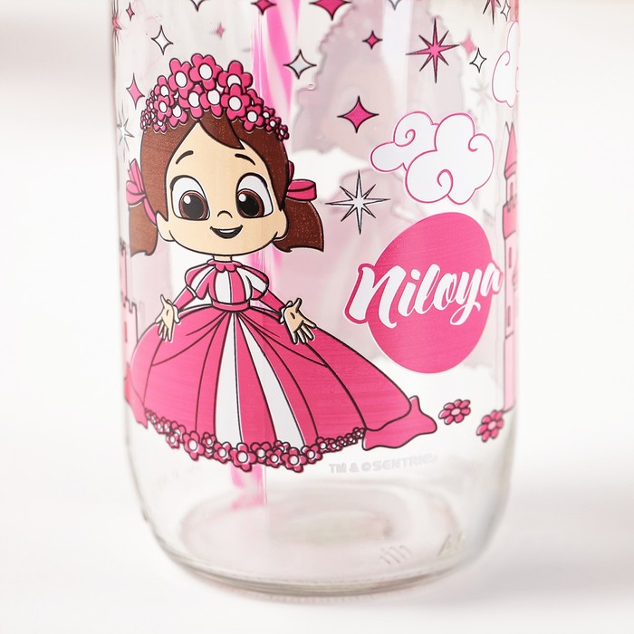 Бутылка 500 мл "Николь. Цветок", с трубочкой, рисунок и цвета МИКС 
