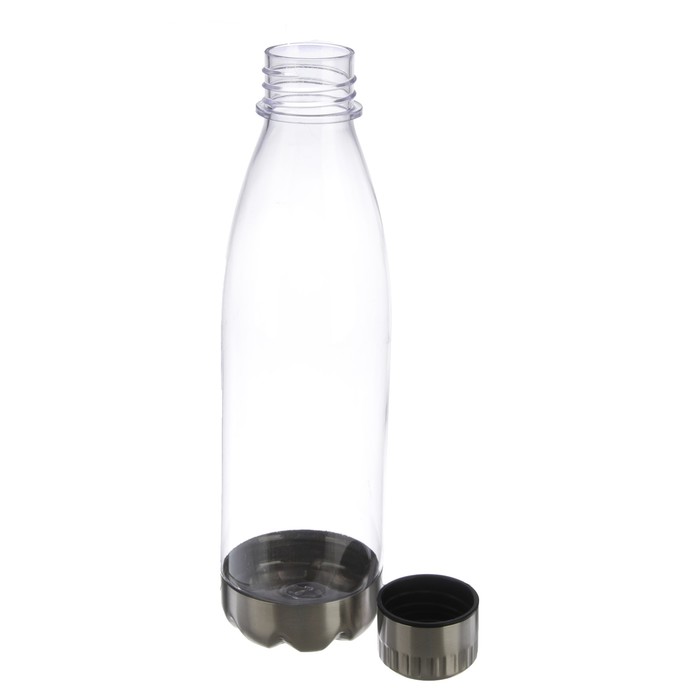 Бутылка для воды 750 мл, прозрачная, с крышкой и металлическими вставками, микс, 7х26.5 см 