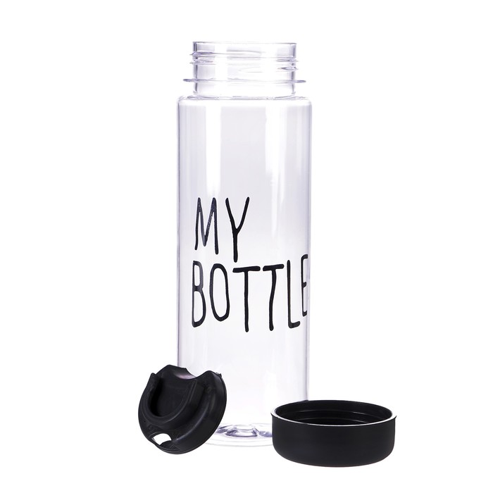 Бутылка для воды "My bottle", 500 мл, в чехле, крышка винтовая, чёрная, 6.5х6.5х19 см 