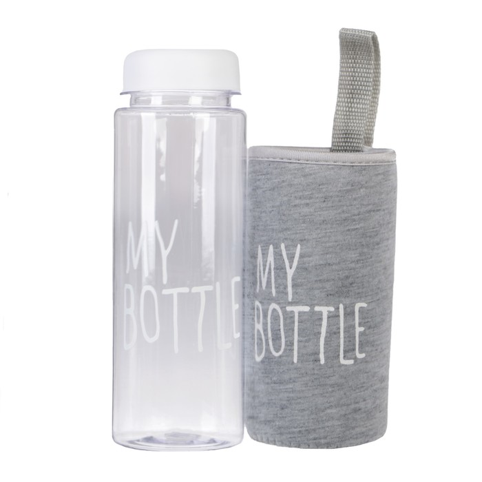 Бутылка для воды "My bottle", 500 мл, в чехле, крышка винтовая, белая, 6.5х6.5х19 см 