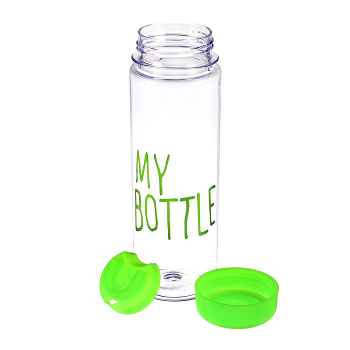 Бутылка для воды "My bottle" с винтовой крышкой, 500 мл, в чехле, зелёная, 6.5х6.5х19 см 