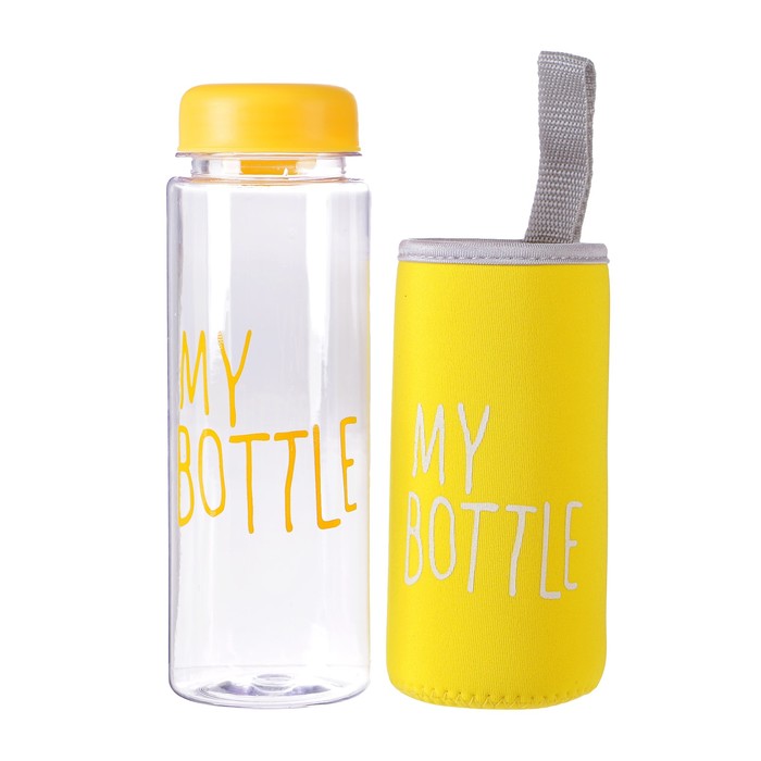 Бутылка для воды "My bottle", 500 мл, в чехле, крышка винтовая, жёлтая, 6.5х6.5х19 см 
