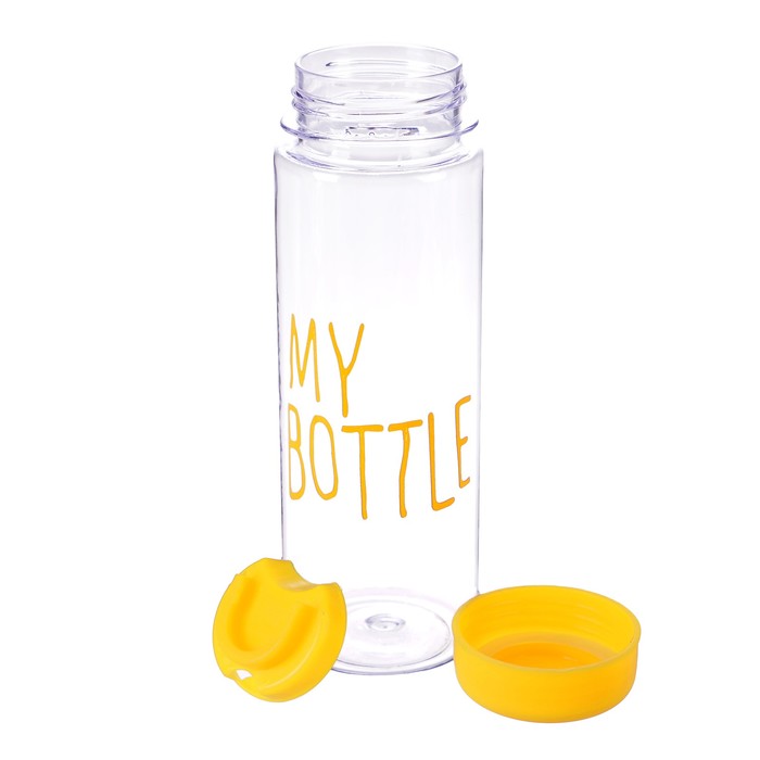 Бутылка для воды "My bottle", 500 мл, в чехле, крышка винтовая, жёлтая, 6.5х6.5х19 см 