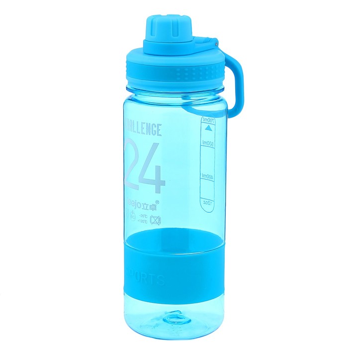 Бутылка для воды "Challenge 24", 700 мл, силиконовый ремешок внизу, микс, 7.5х23 см 