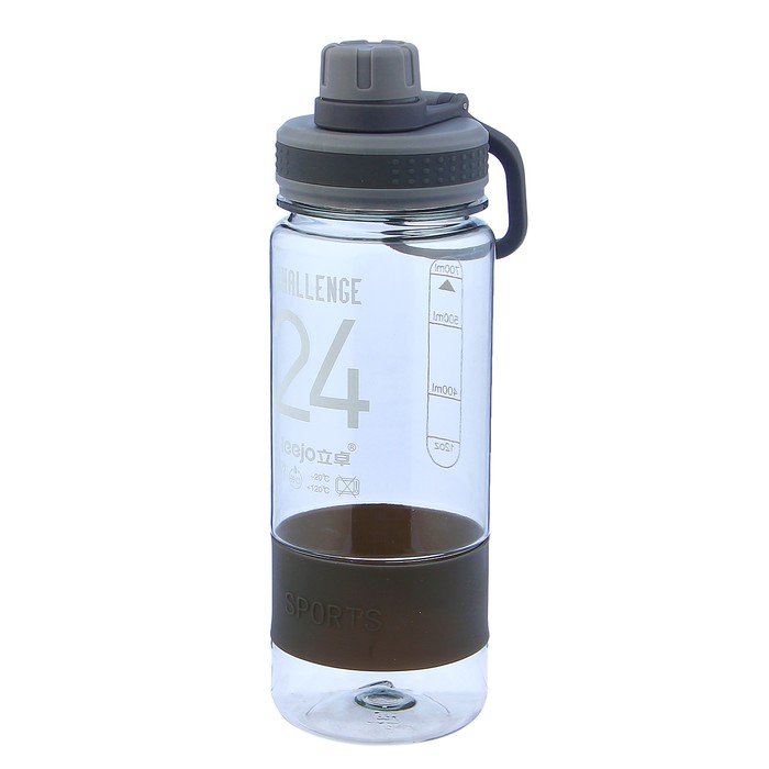 Бутылка для воды "Challenge 24", 700 мл, силиконовый ремешок внизу, микс, 7.5х23 см 