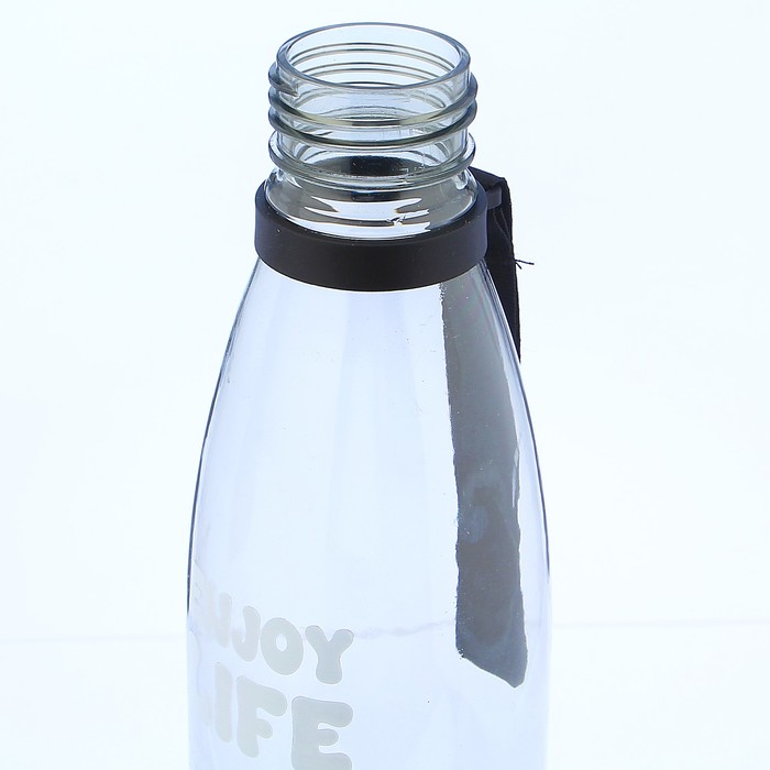 Бутылка для воды "Enjoy life", 750 мл, спортивная, на ремешке, прозрачная, микс, 7х25 см 