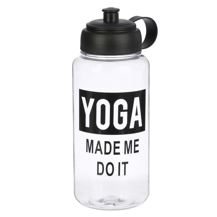 Бутылка для воды 1000 мл Yoga, спортивная, поильник, прозрачная, 9х23 см 