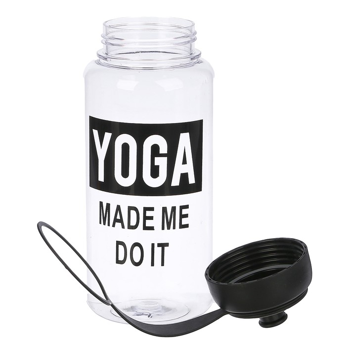 Бутылка для воды 1000 мл Yoga, спортивная, поильник, прозрачная, 9х23 см 