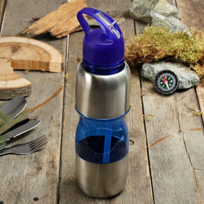 Бутылка для воды с поильником, 750 мл, ручка, микс, 8х27.5 см 