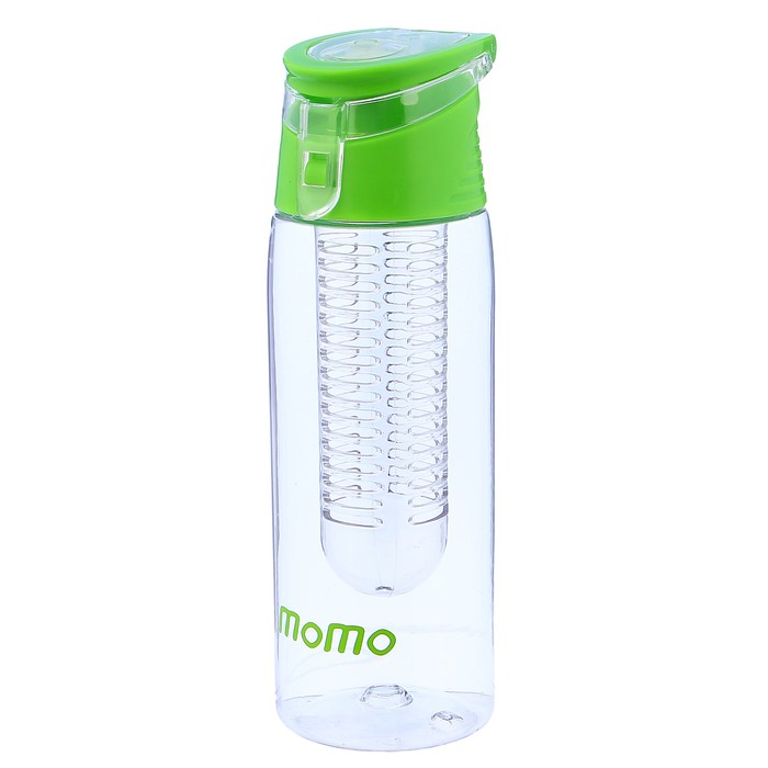 Бутылка для воды 800 мл, спортивная, секция внутри, прозрачная, микс, 7.5х23 см 