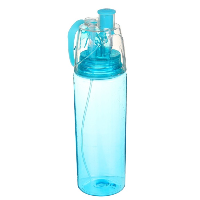 Бутылка для воды 600 мл, спортивная, пульверизатор, трубочка, микс, 8х25.5 см 