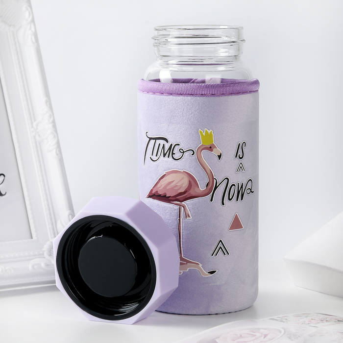 Бутылка в чехле 400 мл "Фламинго", рисунок МИКС 