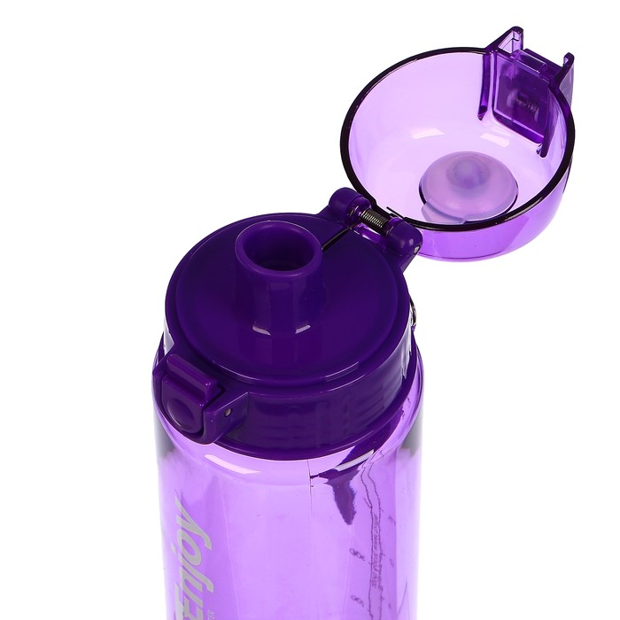 Бутылка для воды "Enjoy sports", 800 мл, клик, на ремешке, прозрачная, микс, 8х26 см 
