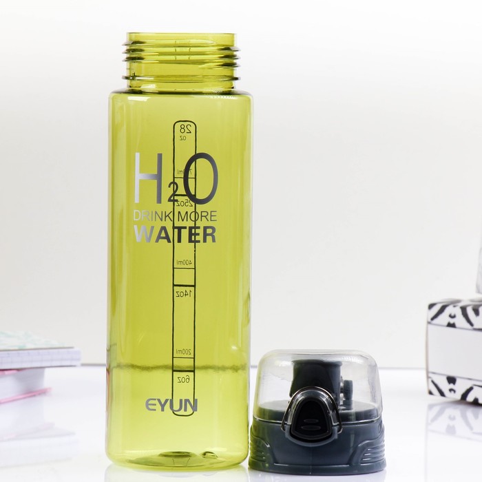 Бутылка для воды "Drink more water", 800 мл, на защёлке, микс, 7х8х25 см 