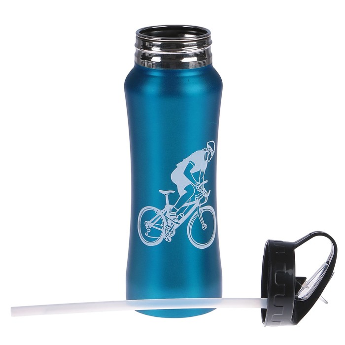 Бутылка для воды "Велосипедист", 650 мл, с поильником, микс, 7.5х25 см 