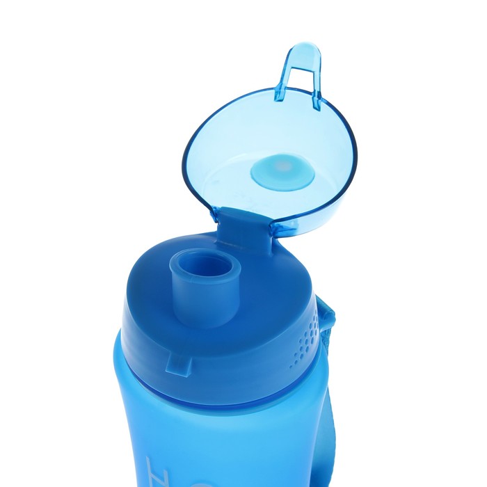 Бутылка для воды "H2O", 480 мл, на браслете, крышка на защёлке, матовая, микс, 7х21 см 