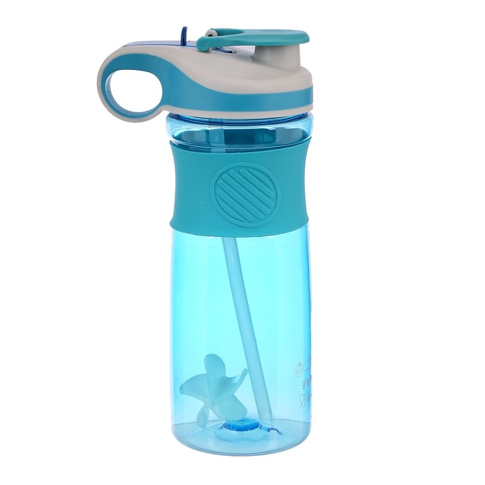 Бутылка для воды 800 мл, прозрачная, с резиновой вставкой, микс, 8х12х24 см 