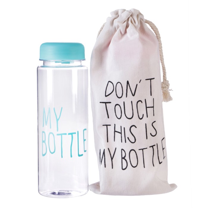 Бутылка для воды "My bottle", 500 мл, в мешке, крышка винтовая, голубая, 6х6х19 см 