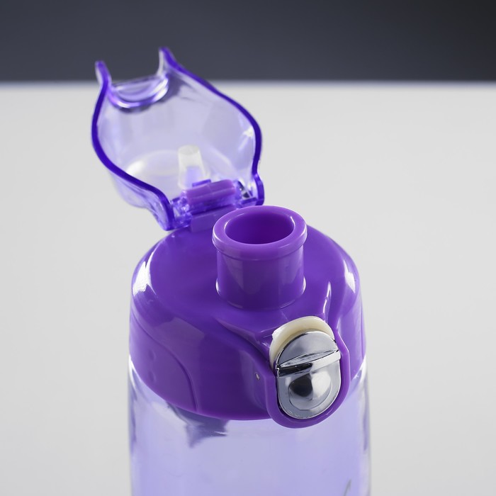 Бутылка для воды 800 мл, прозрачная, крышка пластиковая с соской, на браслете, микс, 7х22 см 