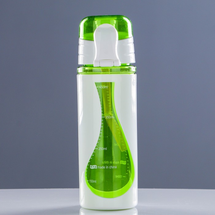Бутылка для воды 450 мл, вставки из пластика, крышка на кнопке, микс, 6.5х22 см 273529 