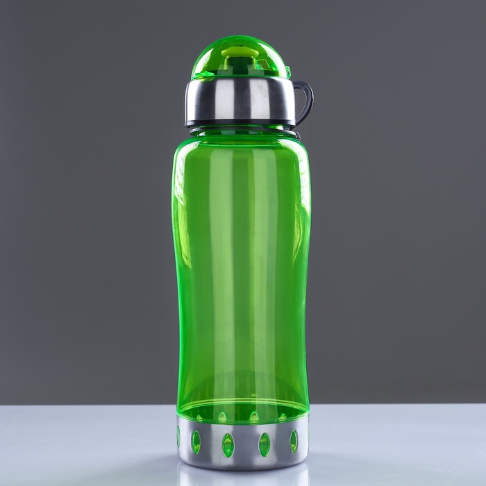 Бутылка для воды 750 мл, с соской, вставка металл на горле и дне, микс, 7.5х24 см 